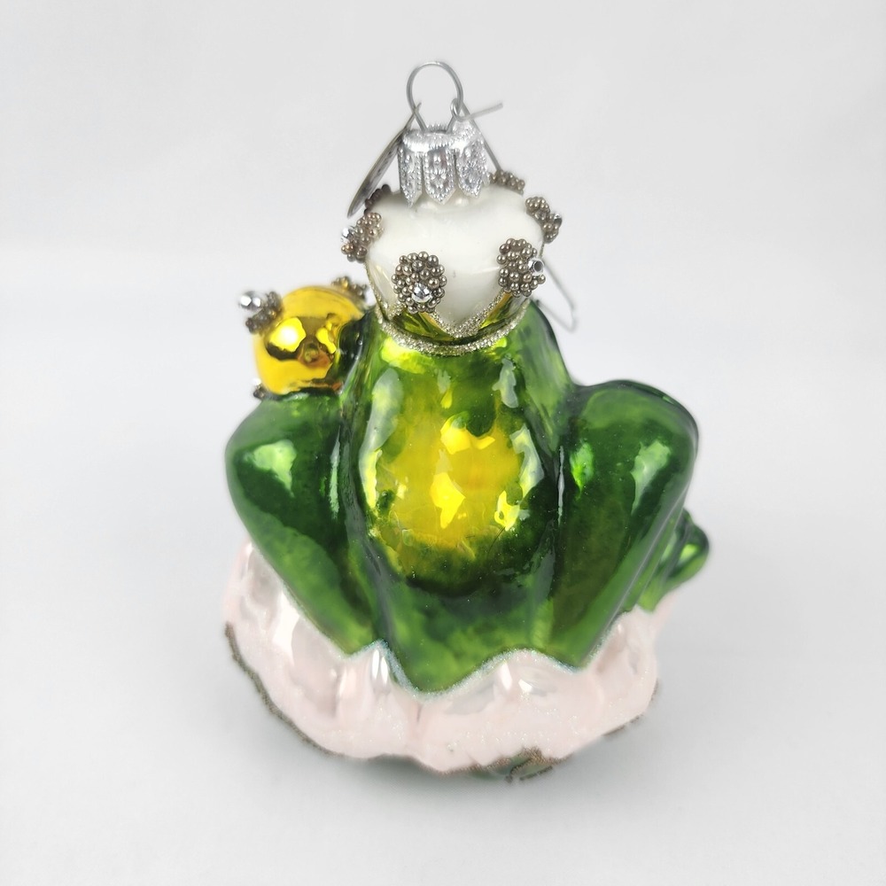 Vintage Pier 1 Blown Glass Bejeweled Noble Frog Ornament King of Throne Prince - Picture 5 of 7